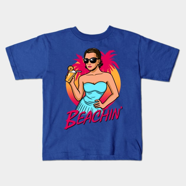 Cool 80's Spring Break Beach Funny Saying Kids T-Shirt by BoggsNicolas